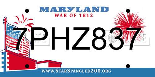 7PHZ837 Maryland License Plate