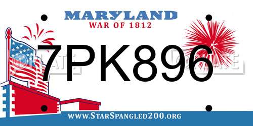 7PK896 Maryland License Plate