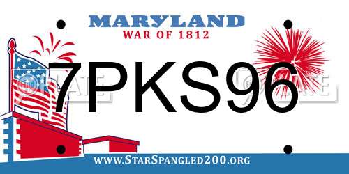 7PKS96 Maryland License Plate