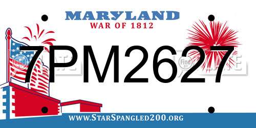 7PM2627 Maryland License Plate
