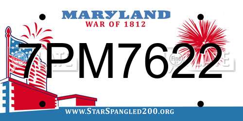 7PM7622 Maryland License Plate