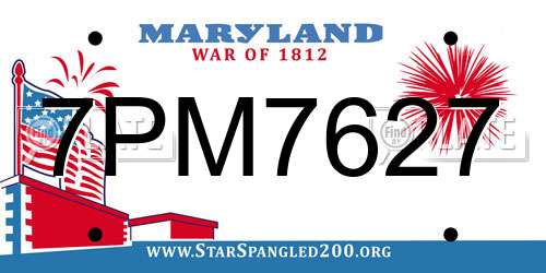7PM7627 Maryland License Plate
