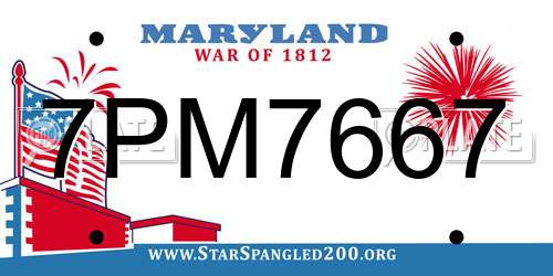 7PM7667 Maryland License Plate