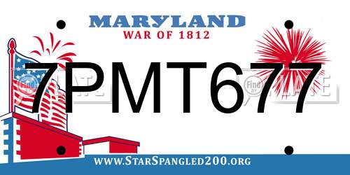7PMT677 Maryland License Plate