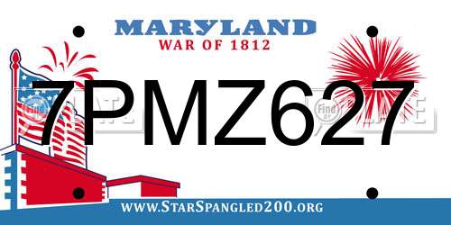 7PMZ627 Maryland License Plate