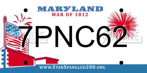 7PNC62 Maryland License Plate