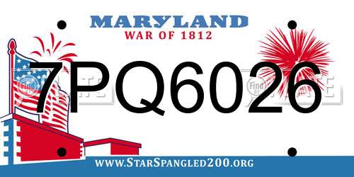7PQ6026 Maryland License Plate