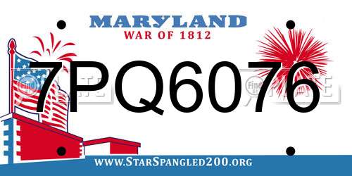 7PQ6076 Maryland License Plate
