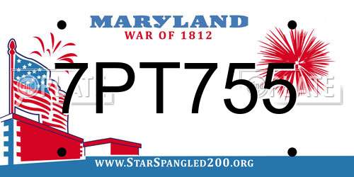 7PT755 Maryland License Plate