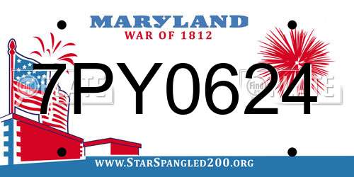 7PY0624 Maryland License Plate