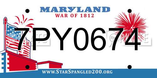 7PY0674 Maryland License Plate