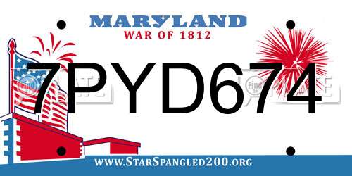 7PYD674 Maryland License Plate