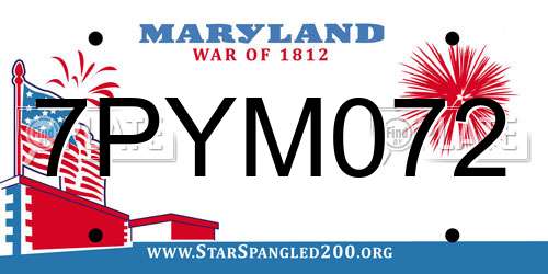 7PYM072 Maryland License Plate