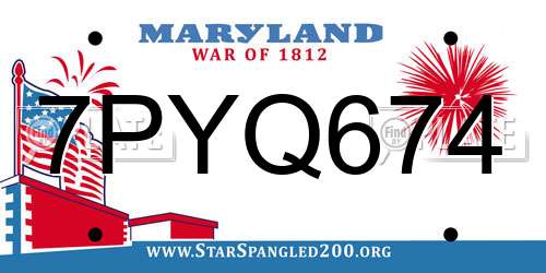 7PYQ674 Maryland License Plate