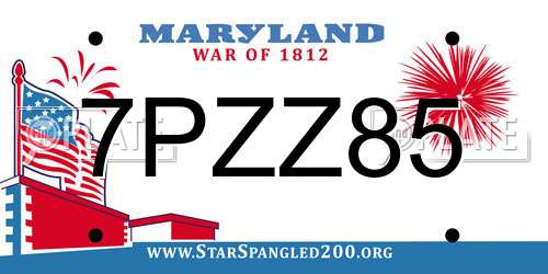 7PZZ85 Maryland License Plate