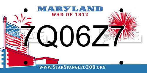7Q06Z7 Maryland License Plate