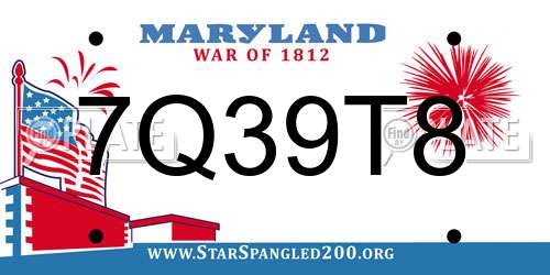 7Q39T8 Maryland License Plate