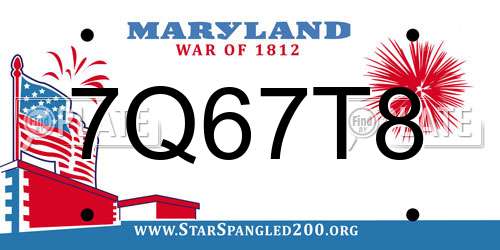 7Q67T8 Maryland License Plate