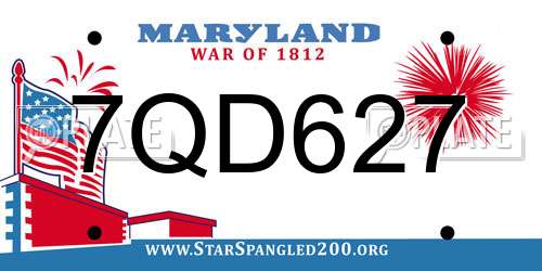 7QD627 Maryland License Plate