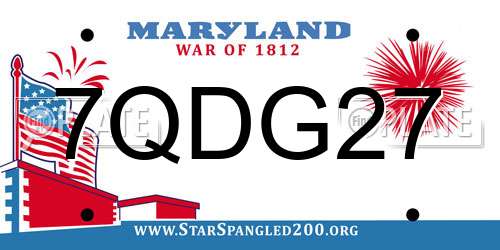 7QDG27 Maryland License Plate