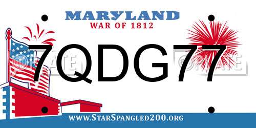7QDG77 Maryland License Plate