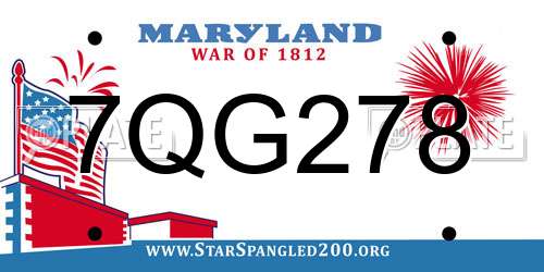 7QG278 Maryland License Plate