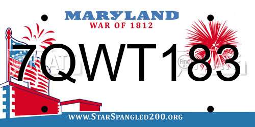7QWT183 Maryland License Plate