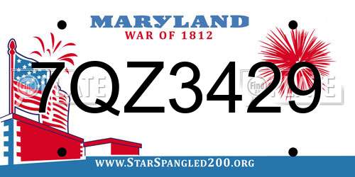 7QZ3429 Maryland License Plate