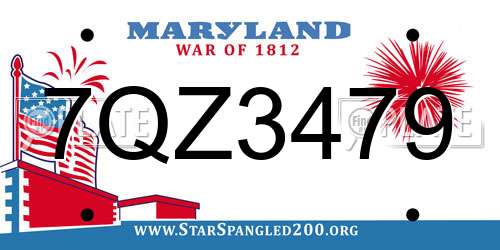 7QZ3479 Maryland License Plate