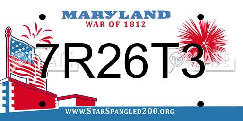 7R26T3 Maryland License Plate