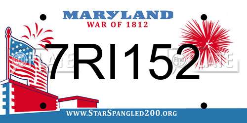 7RI152 Maryland License Plate