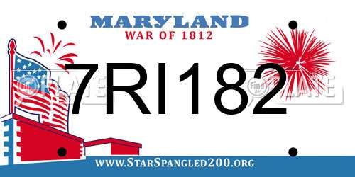 7RI182 Maryland License Plate