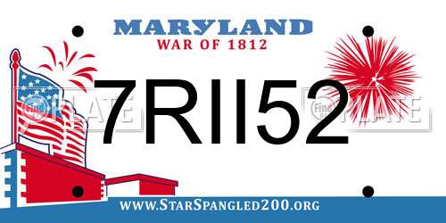 7RII52 Maryland License Plate