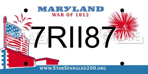 7RII87 Maryland License Plate