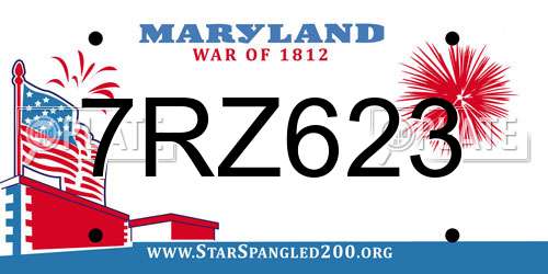 7RZ623 Maryland License Plate