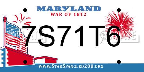 7S71T6 Maryland License Plate
