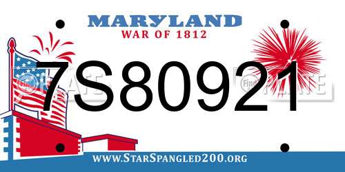 7S80921 Maryland License Plate