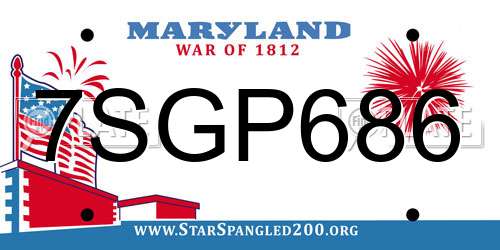 7SGP686 Maryland License Plate