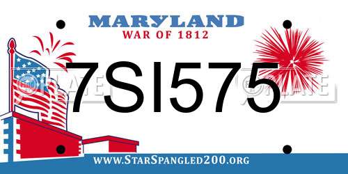 7SI575 Maryland License Plate