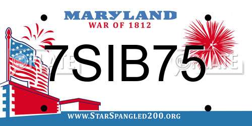 7SIB75 Maryland License Plate