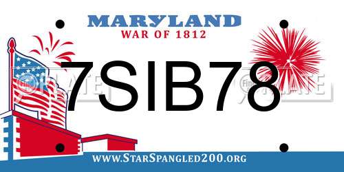7SIB78 Maryland License Plate