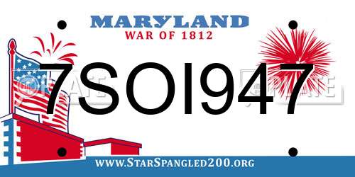 7SOI947 Maryland License Plate