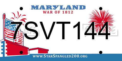 7SVT144 Maryland License Plate