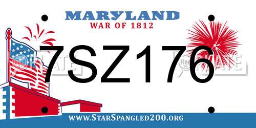 7SZ176 Maryland License Plate
