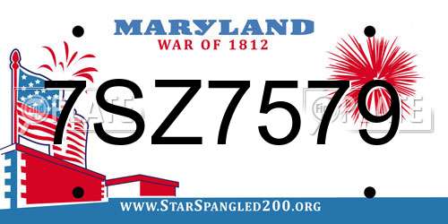 7SZ7579 Maryland License Plate