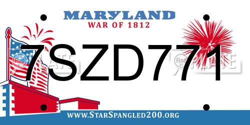 7SZD771 Maryland License Plate