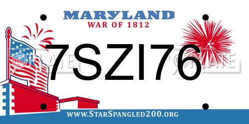 7SZI76 Maryland License Plate