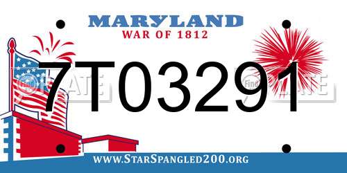7T03291 Maryland License Plate