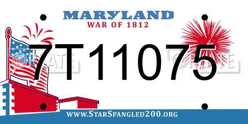 7T11075 Maryland License Plate