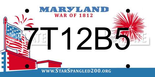 7T12B5 Maryland License Plate